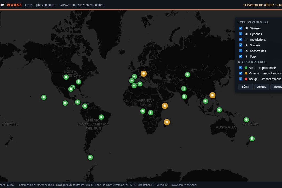 Alertes catastrophes mondiales