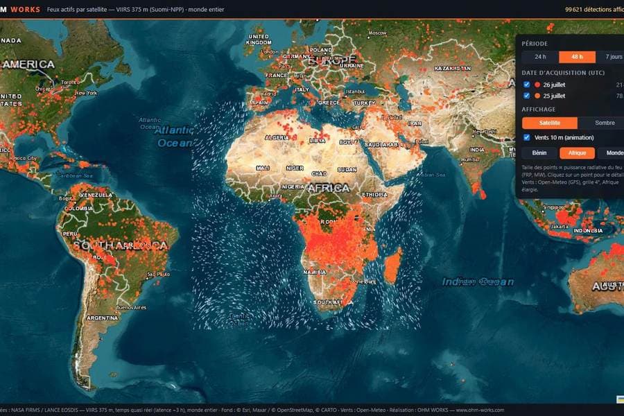Feux actifs par satellite