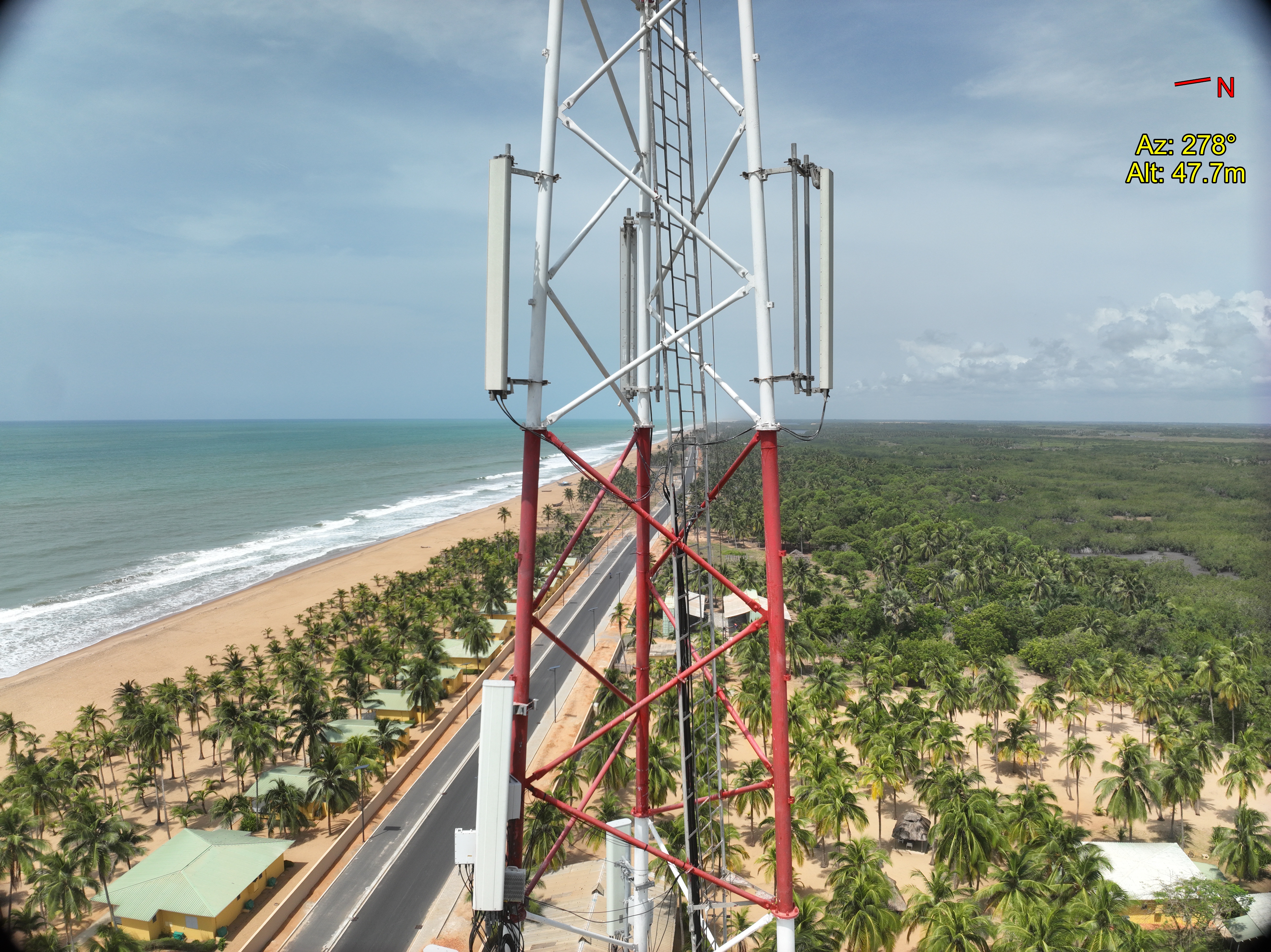 Inspection drone d'un pylône télécom Moov Africa Bénin — jumeau numérique OHM WORKS